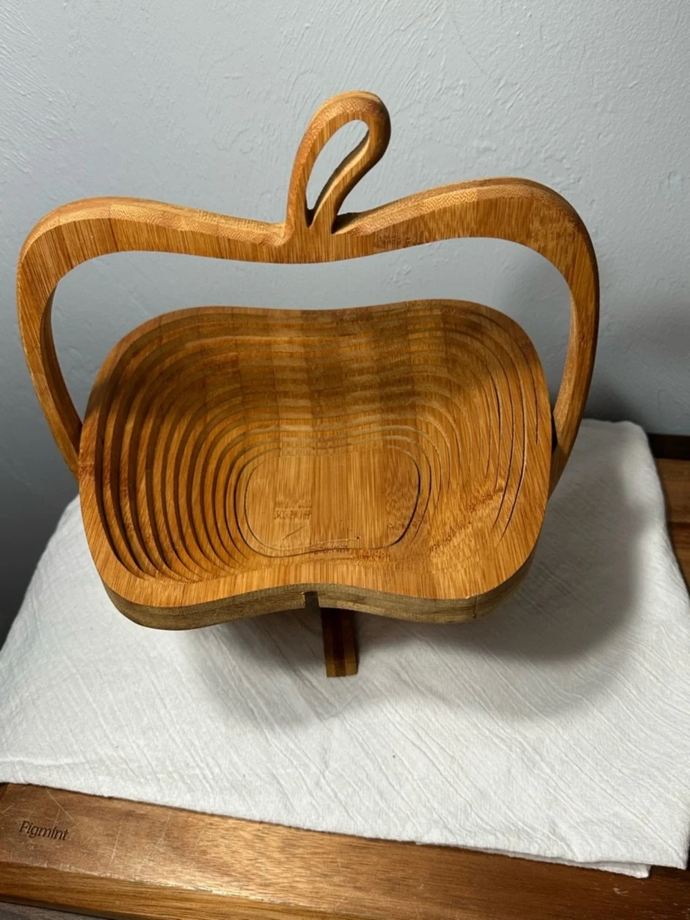Vintage Collapsible Wooden Apple-Shaped Fruit Basket